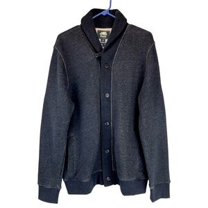 Roots Canada Shawl Collar Cardigan Jacket Grey Speckled French Terry Sz M
